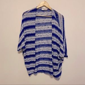 Beachy stretch knit cardigan blue and white
